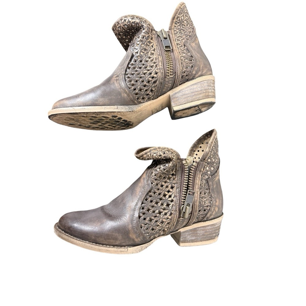Corral Circle G Womens Cut Out Double Zip Ankle Boots US 8 leather Bootie